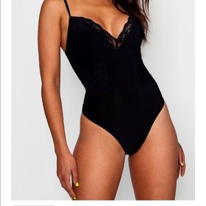 Lace detail boohoo bodysuit